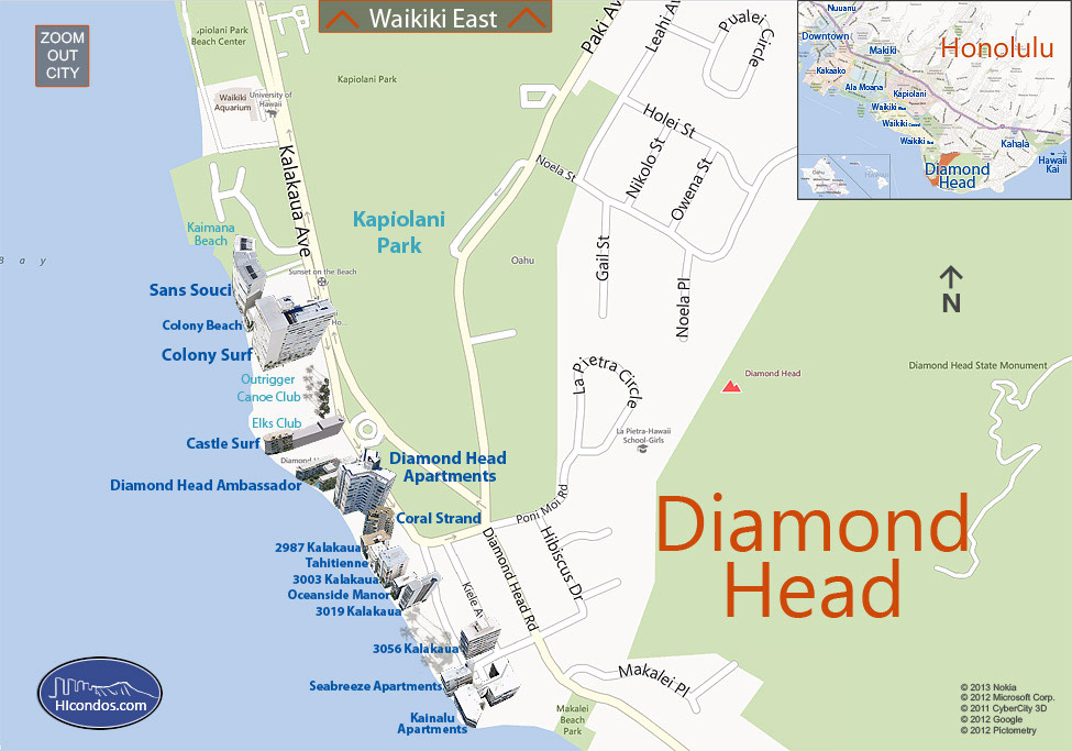 Diamond Head Condos: Honolulu, Hawaii Condo Map