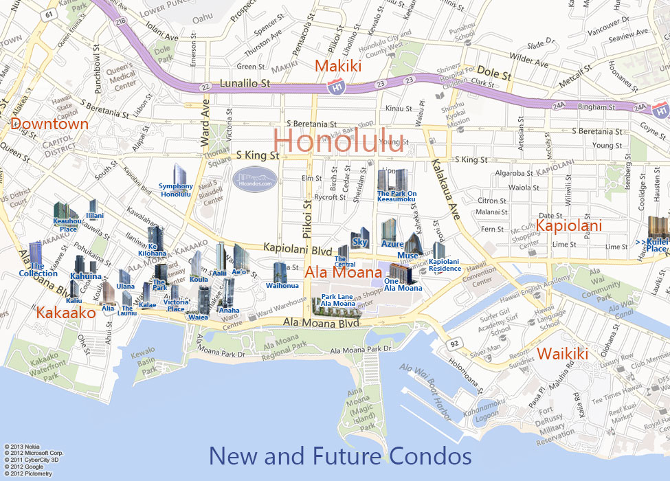 Ala Moana Condos: Honolulu, Hawaii Condo Map